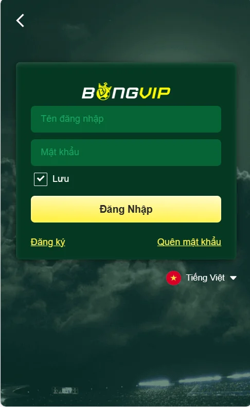 Form đăng nhập BONGVIP để nhập tài khoản BONGVIP